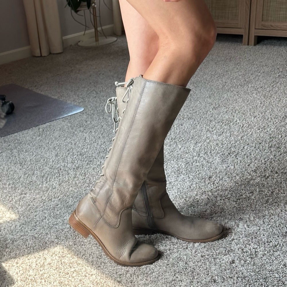 Sofft Sharnell Leather Tall Boots grey size 8 - Picture 2 of 15